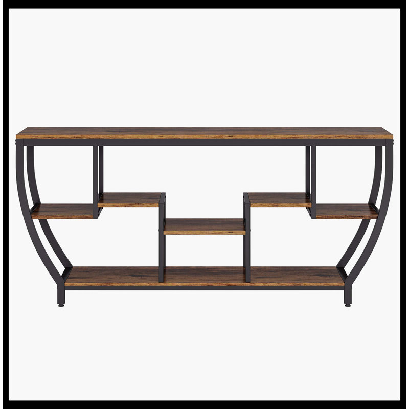 Console industrielle, canapé d'entrée 70,9 "avec tablettes, Brun rustique / noir