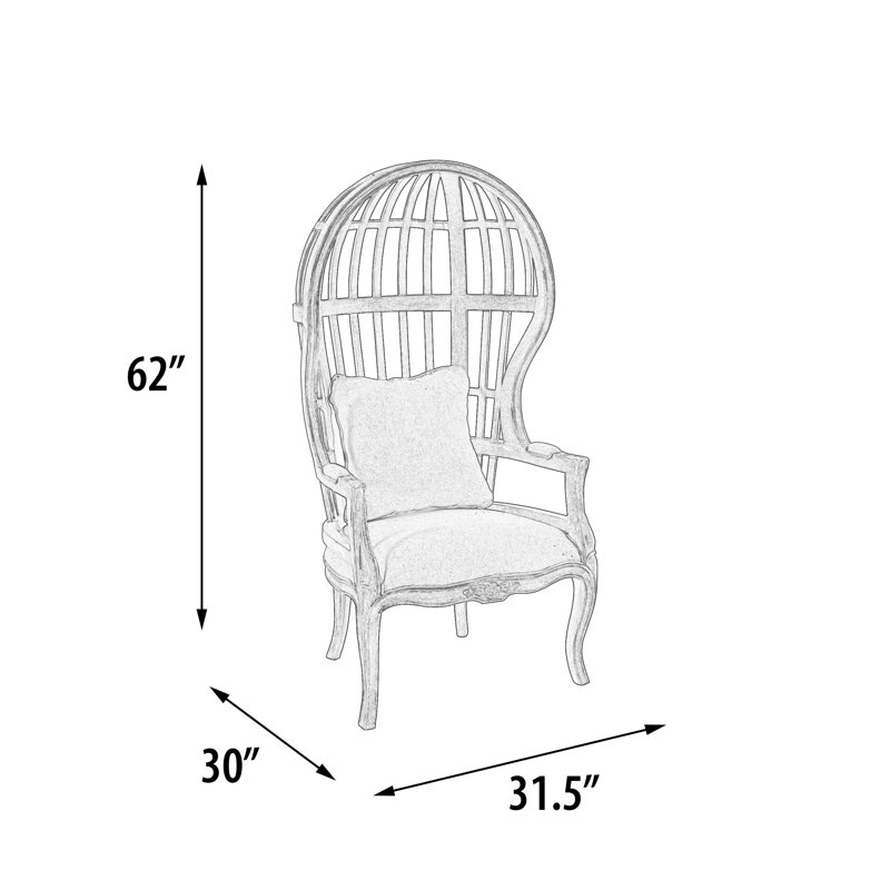 Mystique Grey Balloon Chair, 62" H x 31.5" W x 30" D, Gray Wood, Cream  Linen