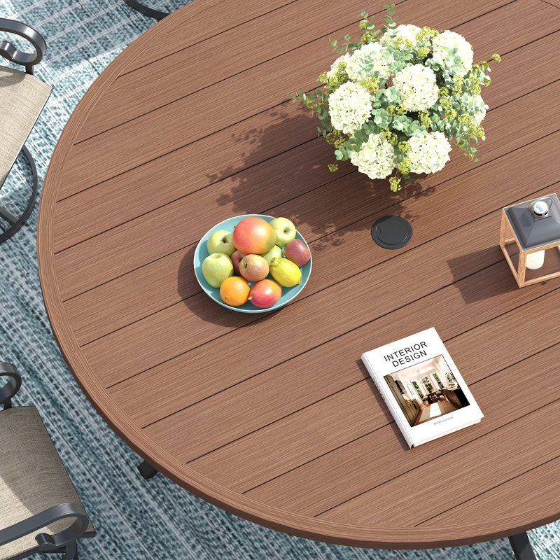 Table de salle à manger 60 ", Brun / bois brossé