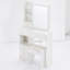 Petite coiffeuse 29,2 po avec tabouret de bureau à gauche et tabouret rembourré, très grand miroir coulissant à droite, rangement multicouche à grande capacité, commode pratique et pratique, convient aux petits espaces-512671008