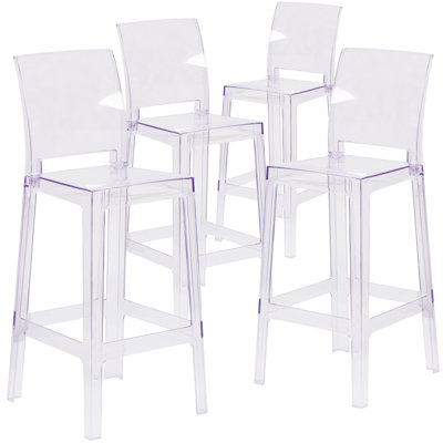 Tabouret de comptoir avec dossier carré en cristal transparent Imca - Chaises de mariage
