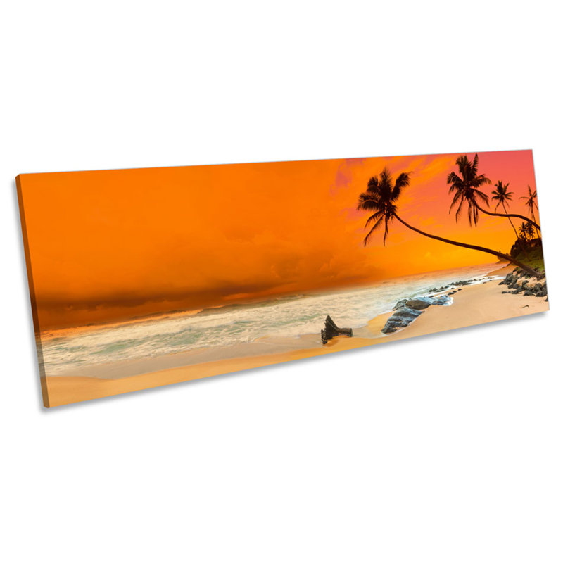 X3471 Orange Beach Tropical Sunset - Wrapped Canvas Panoramic Print, 45.72cm H x 137.16cm W x 2cm D