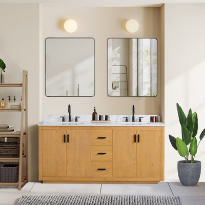 72"" Double Bathroom Vanity Set with Mirror -  Latitude RunÂ®, 86804D511BCE4FD4B3D0FF6FC4BDF5C4