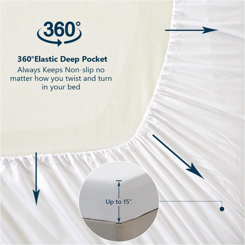 Drap-housse 100% 100% rayonne de bambou, Drap-housse grand, Blanc uni