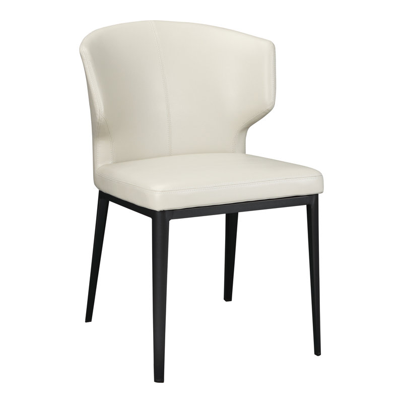 Nakia 18'' H Upholstered Parsons Chair, Beige Faux Leather