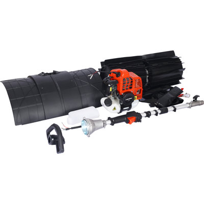 Balai à neige à essence avec moteur à 2 temps 52Cc (1700W haute puissance), palette en caoutchouc 27,2 x 10,4 po (conforme Epa), poignée incurvée ergonomique de 79,5 po, amovible léger pour la neige / le sable / les feuilles (allées / trottoirs)