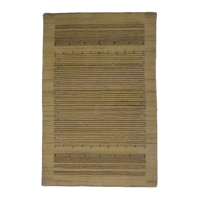 Canvello Hand Made Modern All Over Indo Gabbeh Rug - 4'0'' X 6'1''