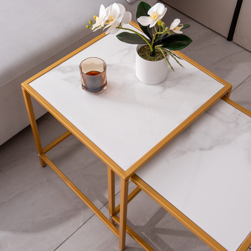 Table basse carrée 2 pièces Evie-Louise, Jaune