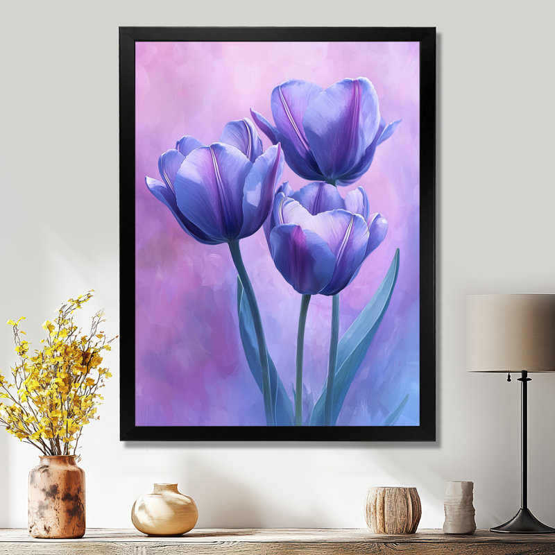 Flaton - salon d'art mural floral, H 20 po x l 12 po, Picture Framed, Noir