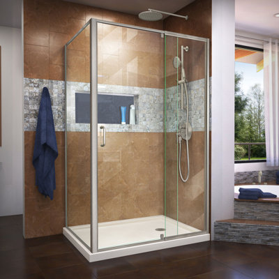 DreamLine Flex 36 in. D x 48 in. W x 74 3/4 in. H Semi-Frameless Shower Enclosure