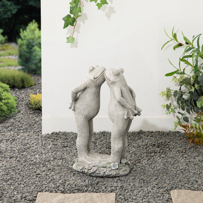 15.25''H Resin Two Kissing Frog Statue