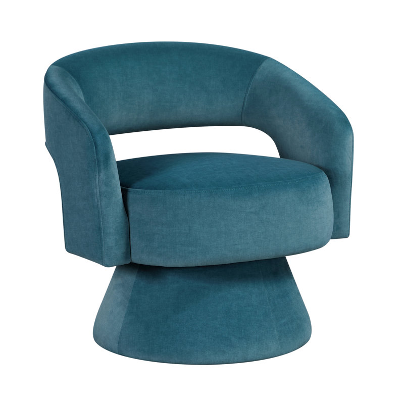 Élégante chaise de kayak en velours sarcelle foncé, conception pivotante, bois massif imperméable, base en métal moderne pour sports nautiques, contreplaqué et structure en bois