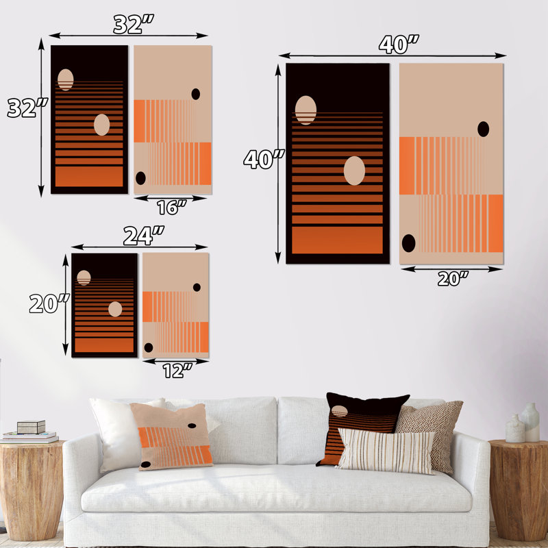 Retro Minimalistic I - Ensemble de 2 peintures, Toile tendue, H 20 po x l 24 po x P 1 po