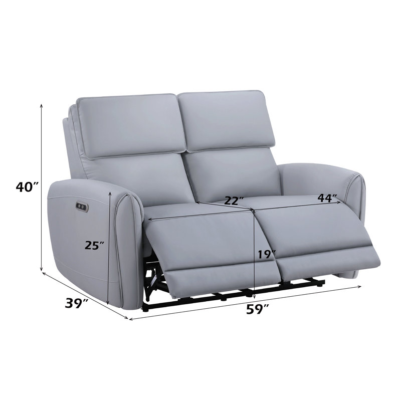 Causeuse grise en cuir synthétique Power Motion avec port USB