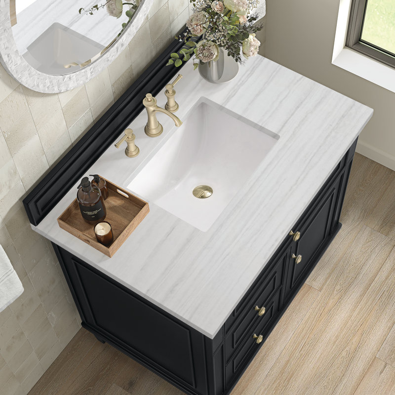 Lorelai 36'' W Single Vanity, White Zeus, Black Onyx, 8" Widespread