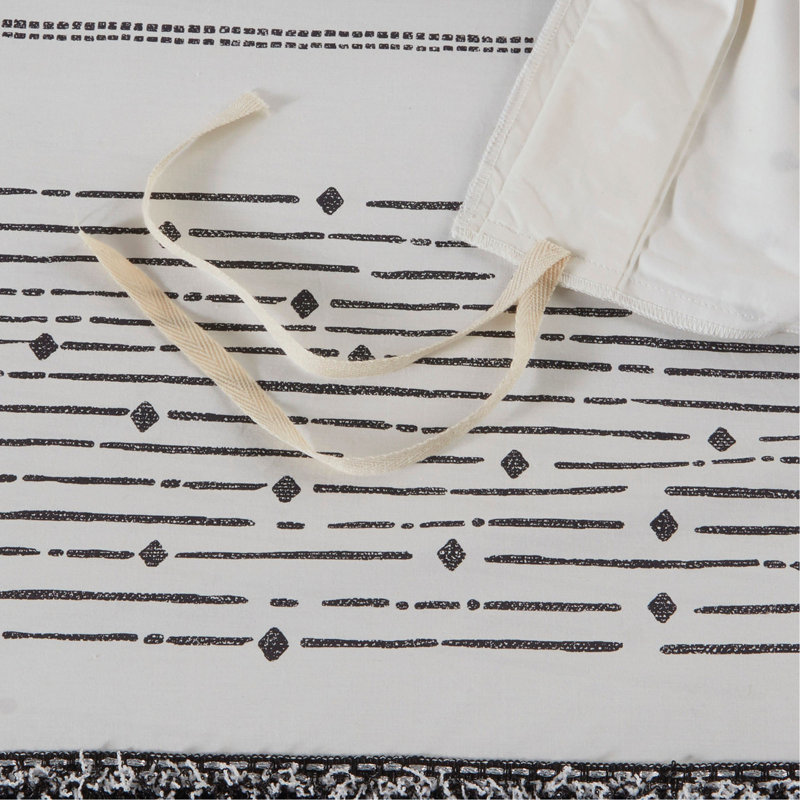 Cotton Printed Duvet Cover Set With Trims