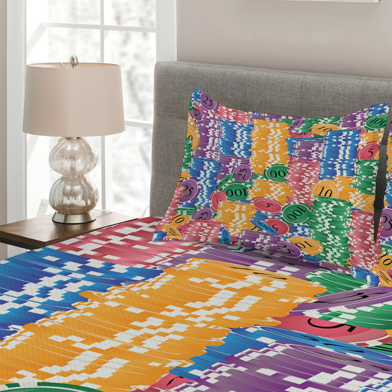 Casino Polyester Coverlet, King Bedspread + 2 Shams