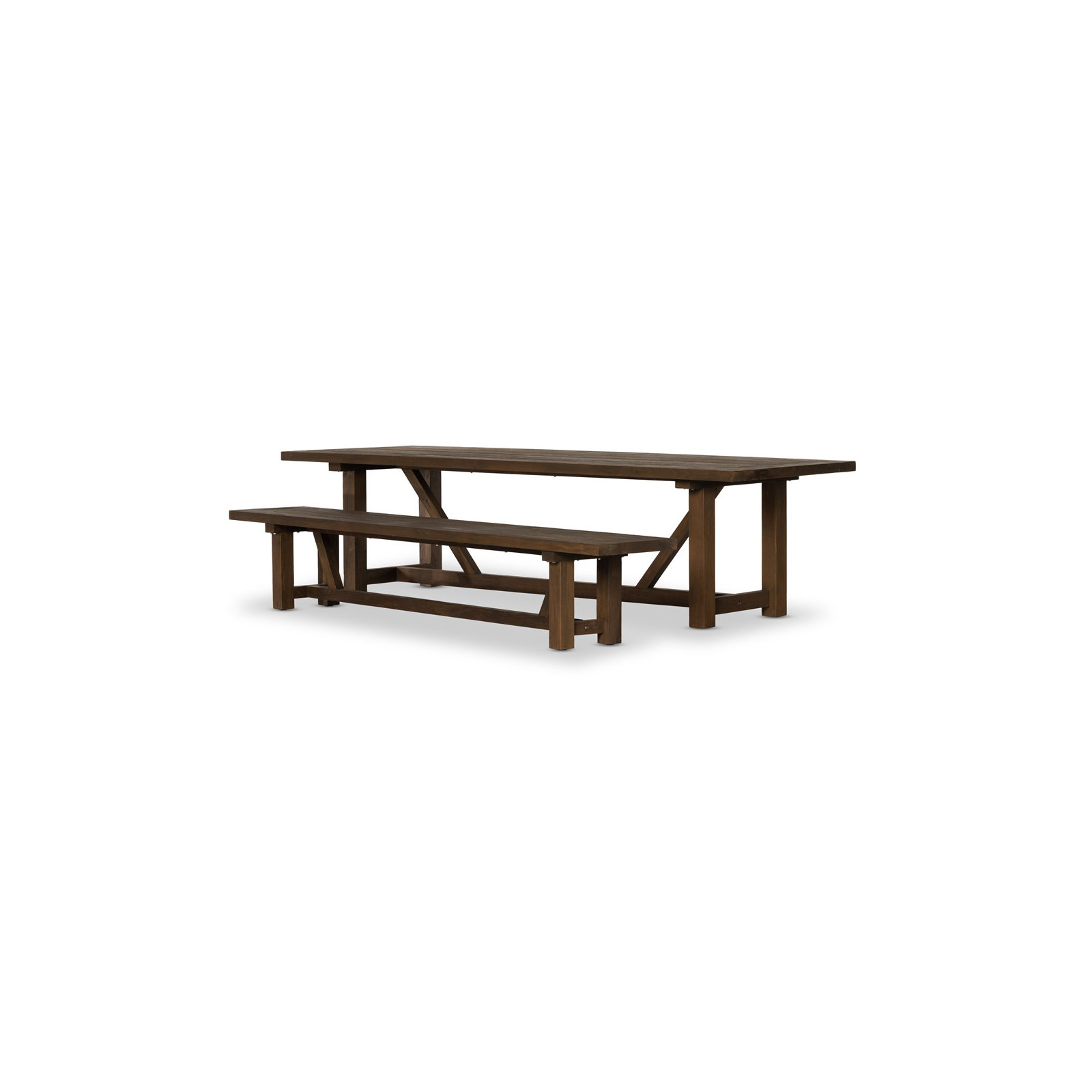Berks 118'' Teak Outdoor Dining Table, Dark Walnut