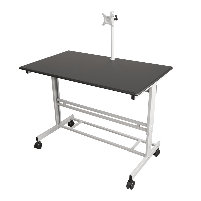 Bureau debout à hauteur réglable Zarella, H 42,75 po x l 47,25 po x P 28,5 po, Argent / noir