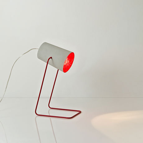 Metal Table Lamp, Grey/Red