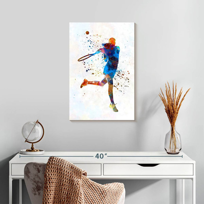 Sirci, joueuse de tennis à l'aquarelle I, H 24 po x l 16 po