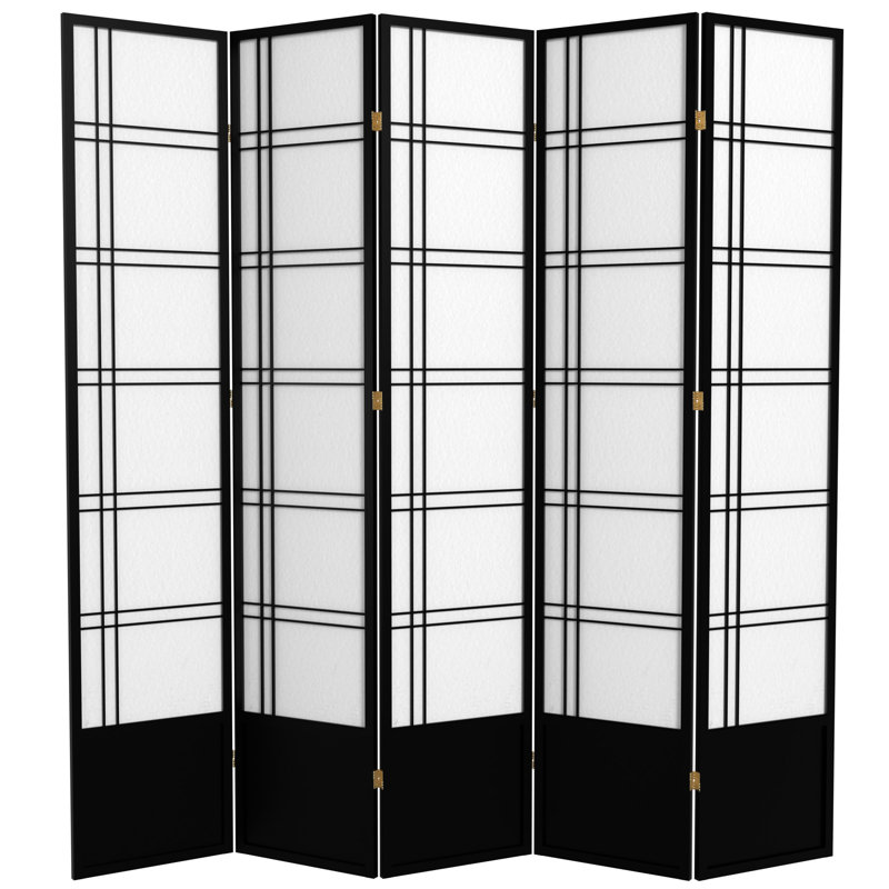 Cloison pliante Keitez, Noir, 5 panneaux