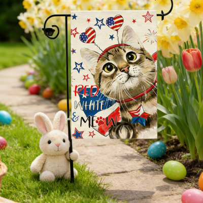 Charmant petit drapeau de jardin à double face, décor de jardin extérieur de 11 x 17 pouces, drapeau des Fêtes polyvalent pour la Saint-Valentin, Pâques, 4 juillet, jour du Souvenir, fête de l'Indépendance et présentation saisonnière de tous les jours