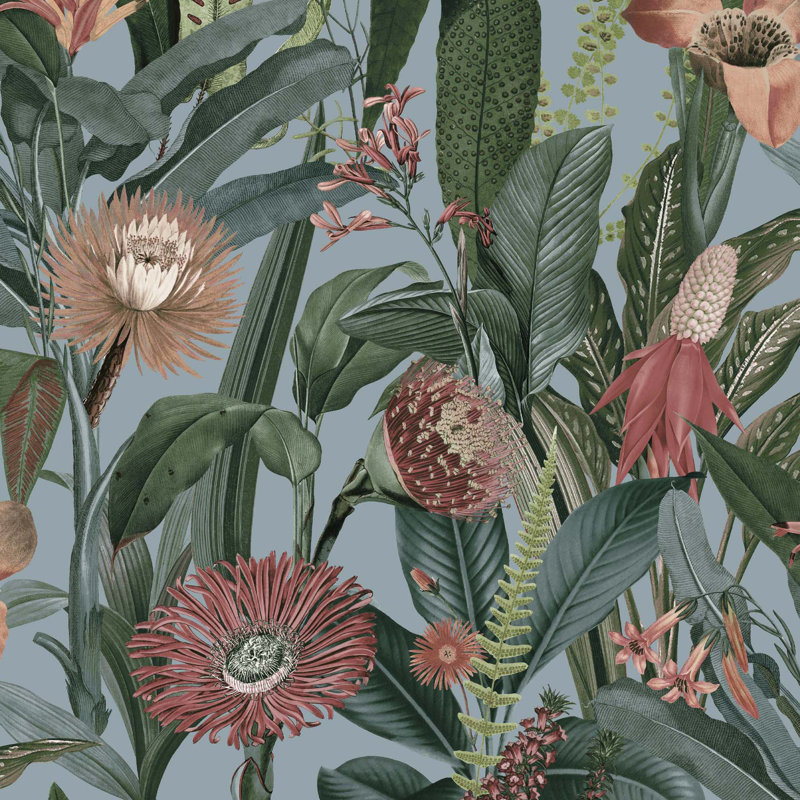 Tigerlily Lush Wallpaper, Blue