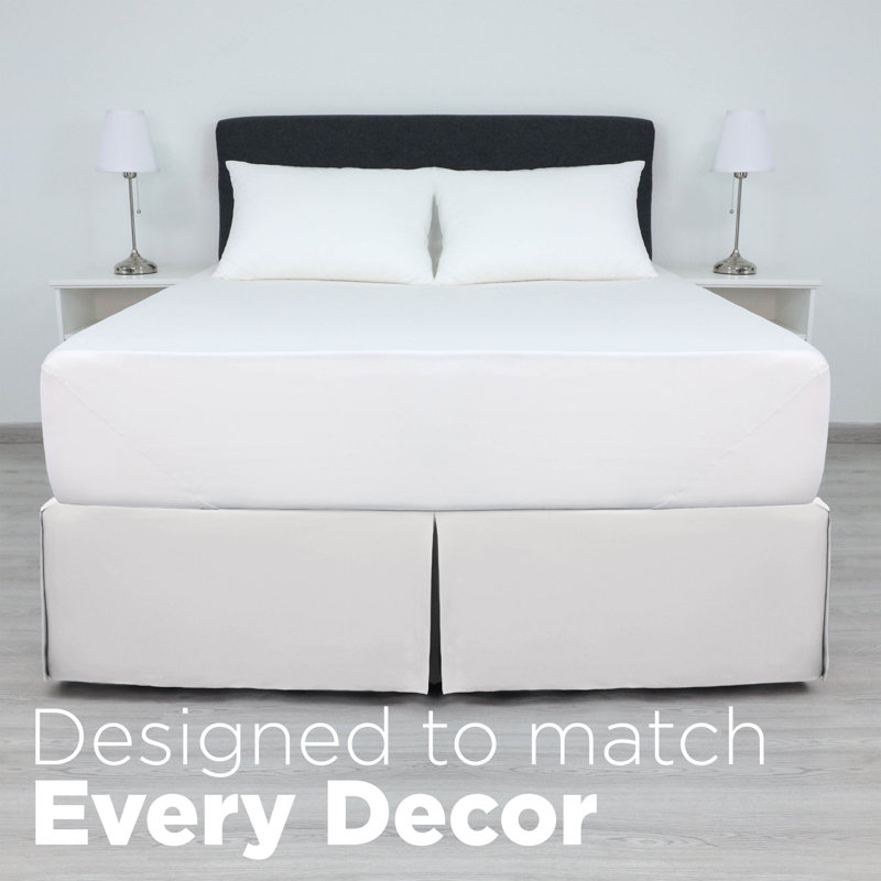 White Queen Polyester Inverted Pleat Bed Skirt Panel