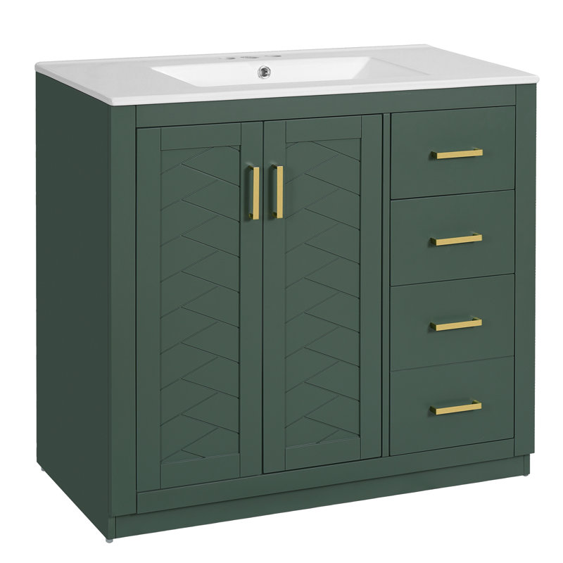 Meuble-lavabo de salle de bain avec lavabo en céramique intégré