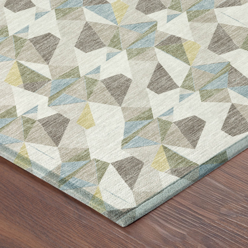 Machine Washable Indoor/Outdoor Chantille ACN2636 Geometric Rug, 1'8" x 2'6", Ivory