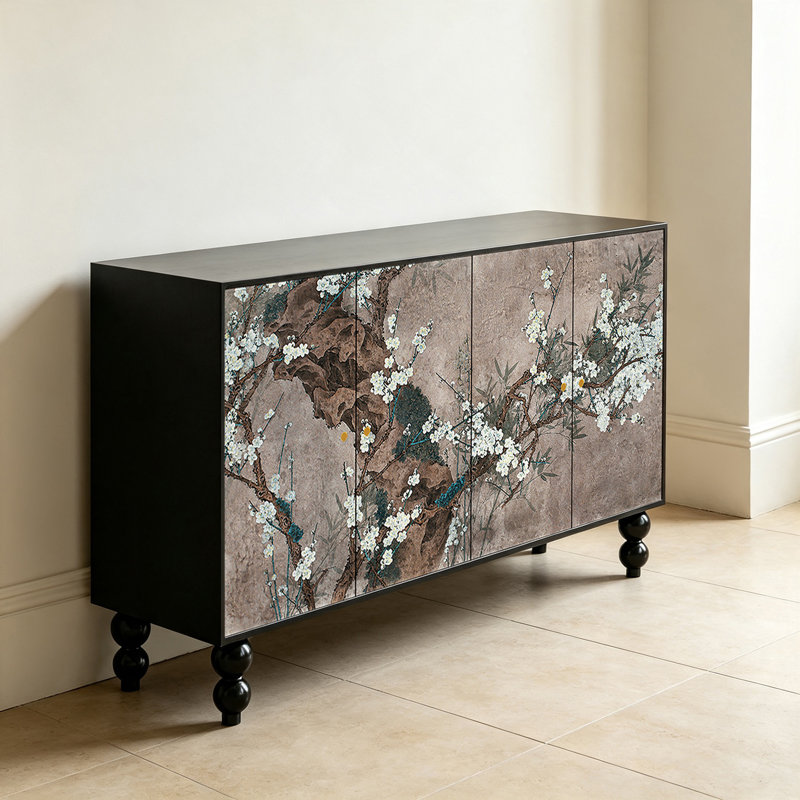 Four doors retro art sideboard cabinet