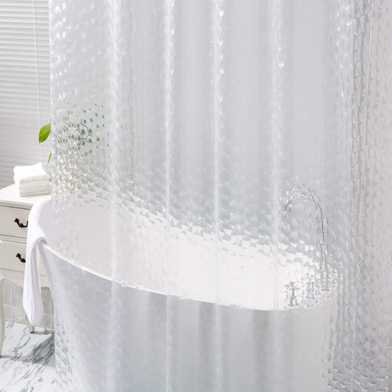 Doublure de rideau de douche - Ensemble de rideau de douche transparent avec crochets | 72 po x 78 po