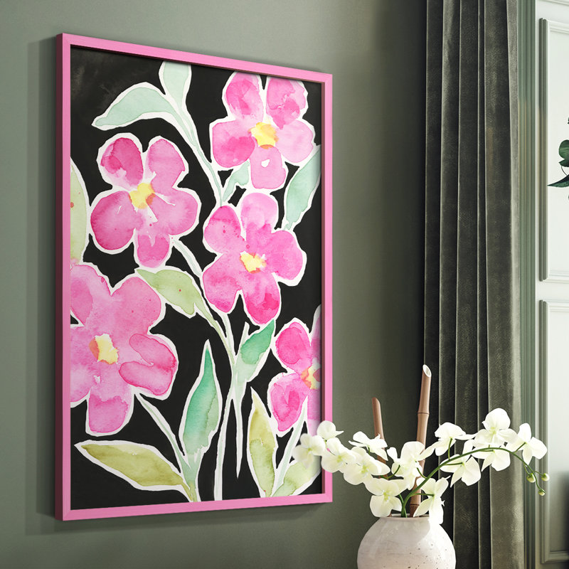Chorale florale, reproduction encadrée - bois massif, Rose, H 10 po x l 8 po