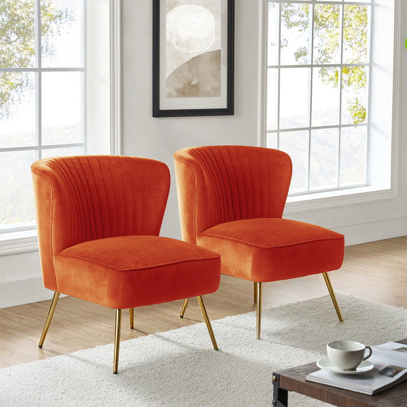 Fauteuil d'appoint Euclid, Velours orange