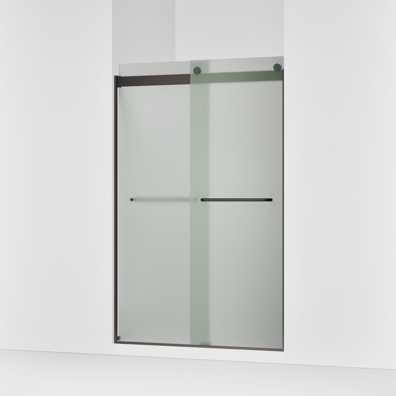 Levity 47.63" x 74" Bypass Shower Door with CleanCoat Technology, Anodized Dark Bronze, Frosted
