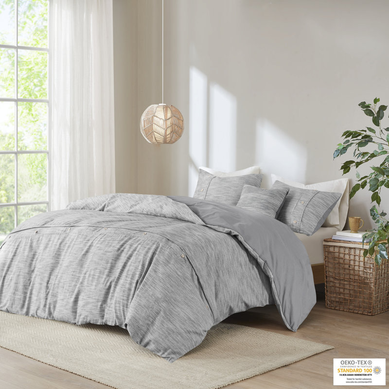 Ensemble d'édredon surdimensionné en coton biologique Dover, Édredon pour très grand lit californien + 2 taie, Naturel