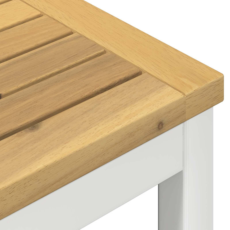 Acacia Metal Base Dining Table, Natural, 75cm H x 147cm W x 88.5cm D, White