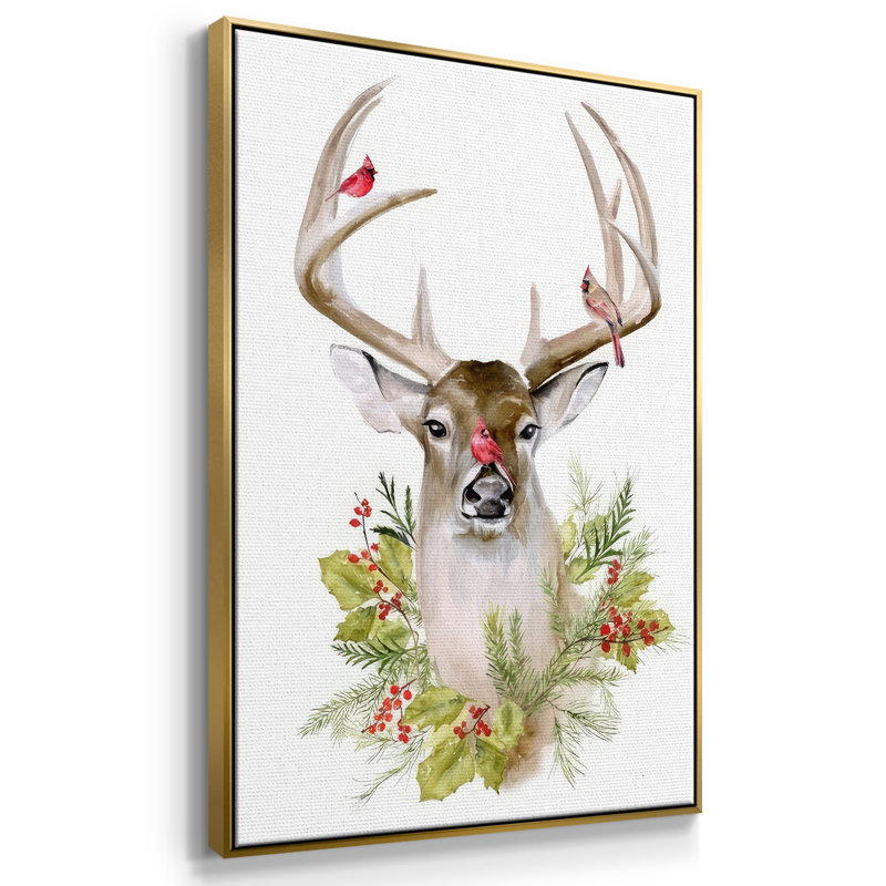 " Holiday Deer Collection B ", Gold, 41" H x 27" W x 1.5" D