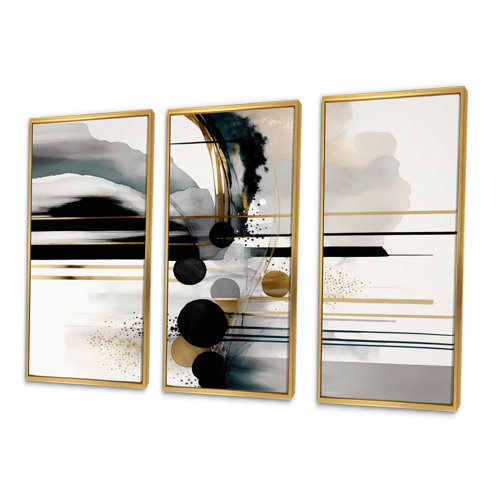 DesignArt Abstract Transitional Shapes V On Canvas 3 Pieces Print | Wayfair