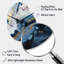 Horloge murale en métal bleu et blanc à énigmatique II - impression asymétrique bleue-105482957
