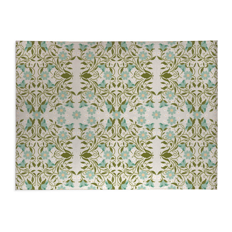 Colette Decorative Non-Slip Outdoor Are Rug, Rectangle 4' x 6', Green