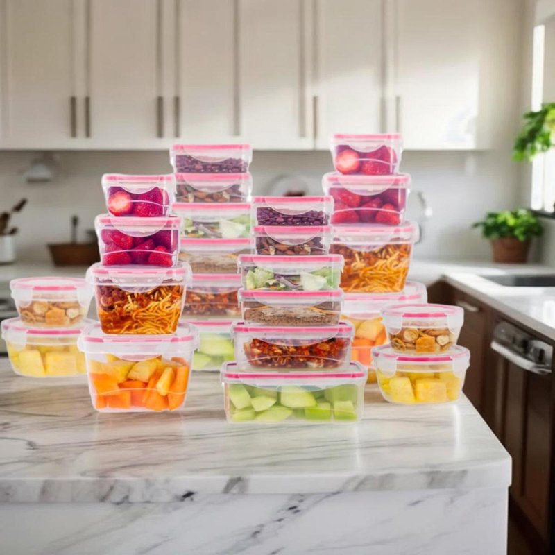 Ensemble de 24 contenants alimentaires Cunera, Transparent / Rouge