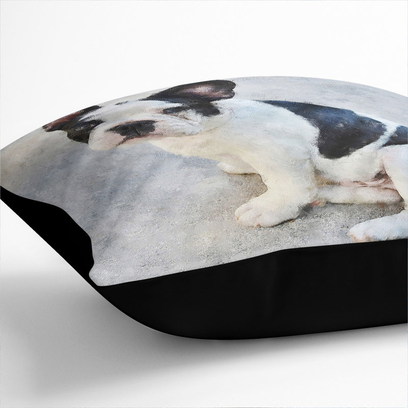 French Bulldog Vol.3 Painting Square Throw Cushion, 55cm H x 55cm W x 20cm D, Black