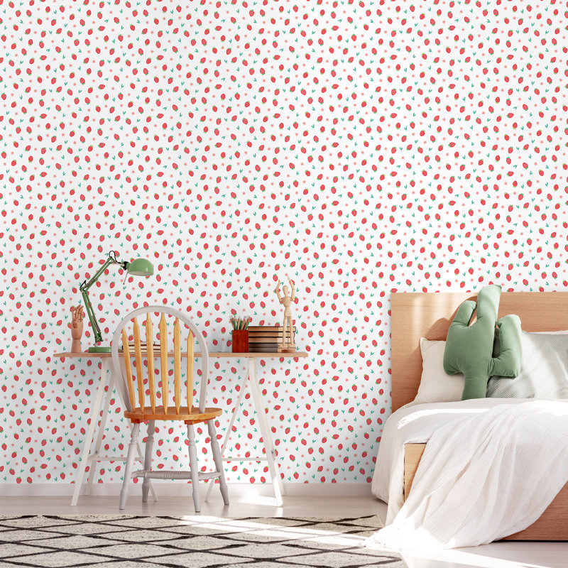 Hoopla Walls Strawberry Sprinkles Scarlet 10m Wallpaper