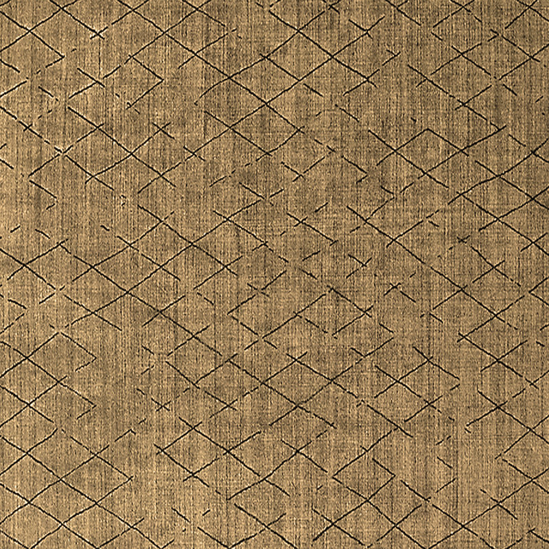 Tapis brun en laine / polyester tissé à la machine Orestis, Carré de 6 pi