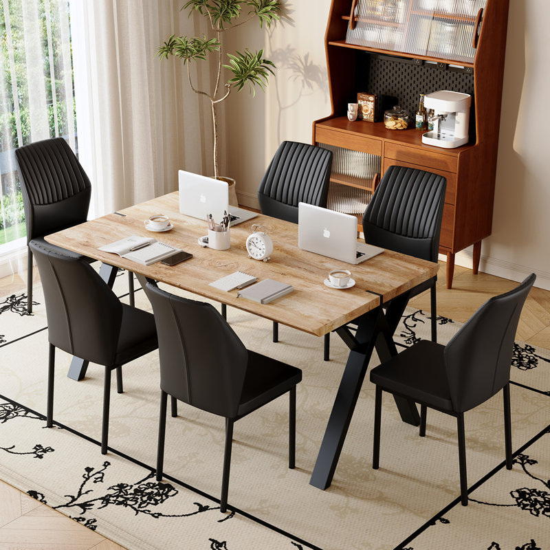 Ensemble de table de salle à manger Farmhouse pour 4 à 6 personnes, ensemble de table de cuisine en bois de style rustique