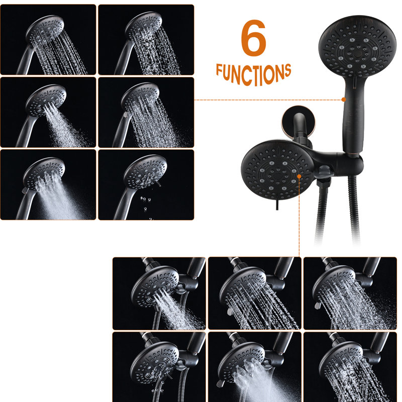 Oil-Rubbed Bronze Shower Head With Handheld - Easy Temperature Control Abs Dual 5 Spray Modes For Experience