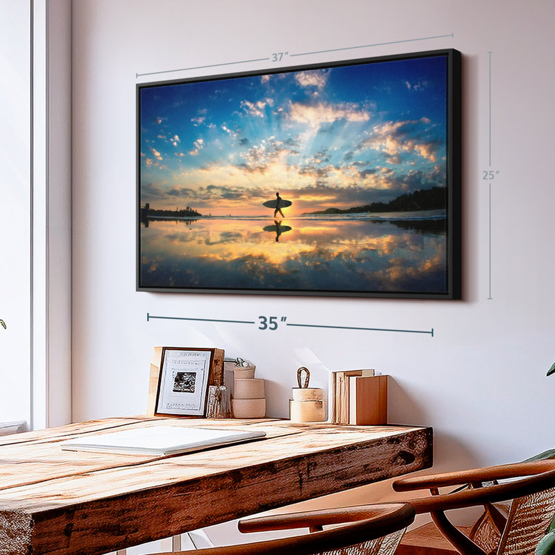 " Sunset Surfer Reflection ", 25" H x 37" W