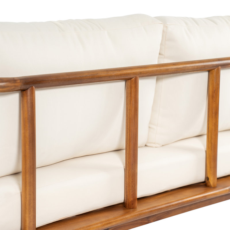Ensemble de conversation d'extérieur 2 pièces en bois d'acacia avec coussin et plateau à lattes Bluffton